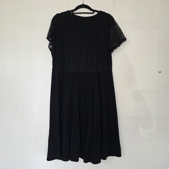 Torrid Black Lace Whimsigoth Dress Women 1X Vneck Boho Grunge Witchy Jersey Knit - Picture 5 of 9